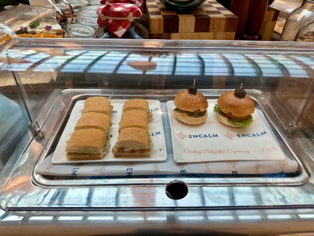 a tray of sandwiches on a glass tray