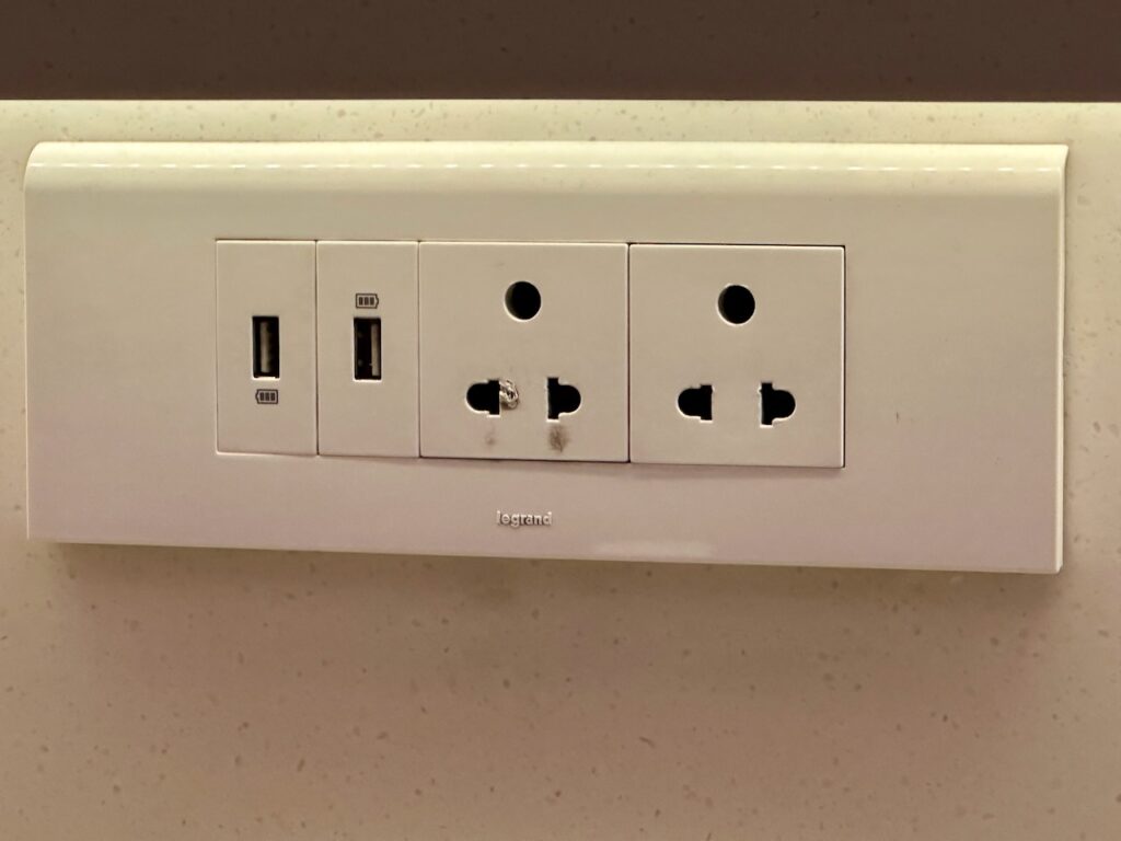 a white outlet with multiple plugs