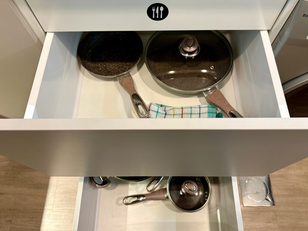 a pans in a drawer