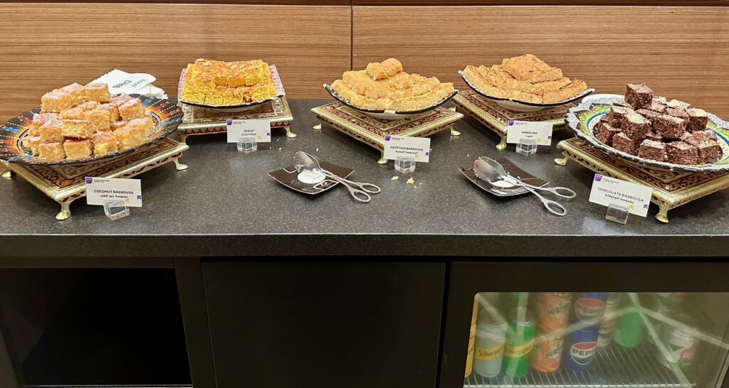 a table with plates of food on it