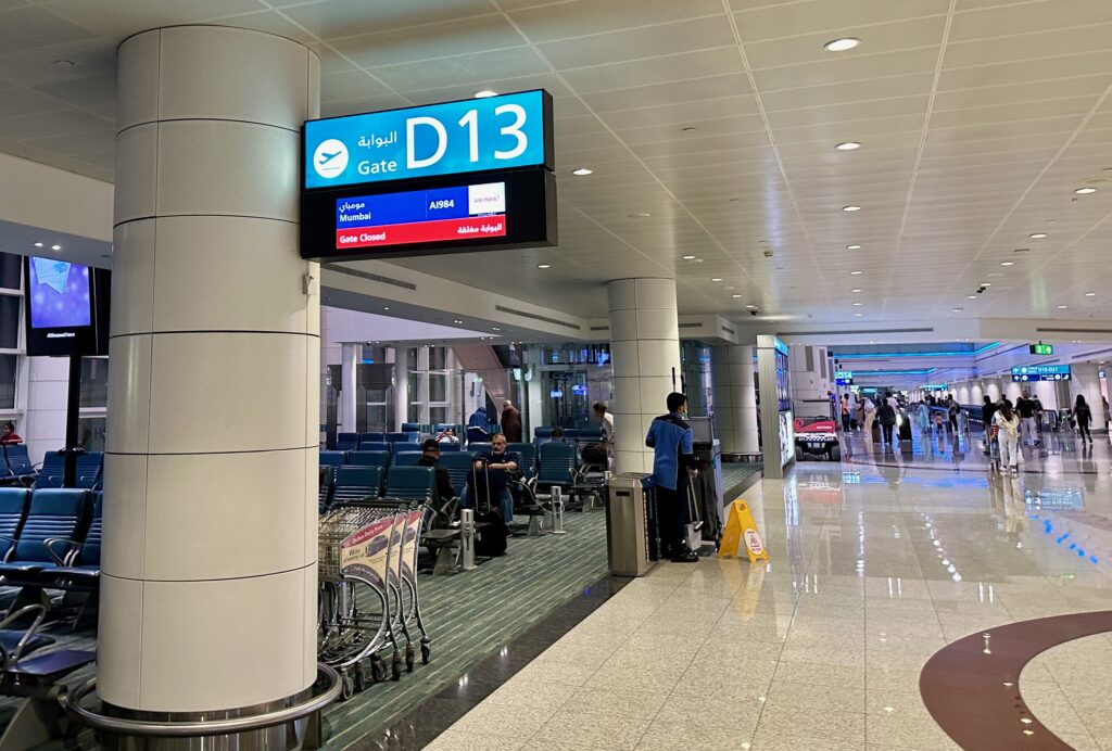 a group of people in an airport