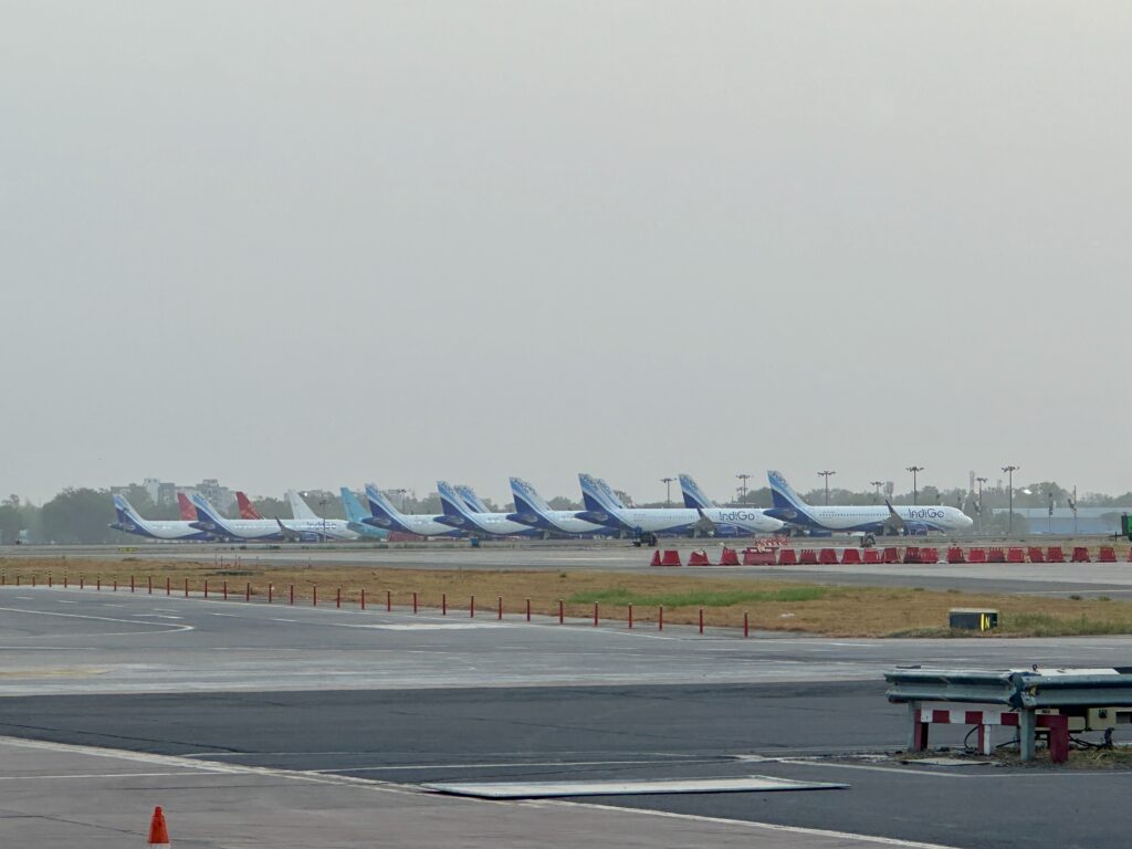 airplanes on the runway