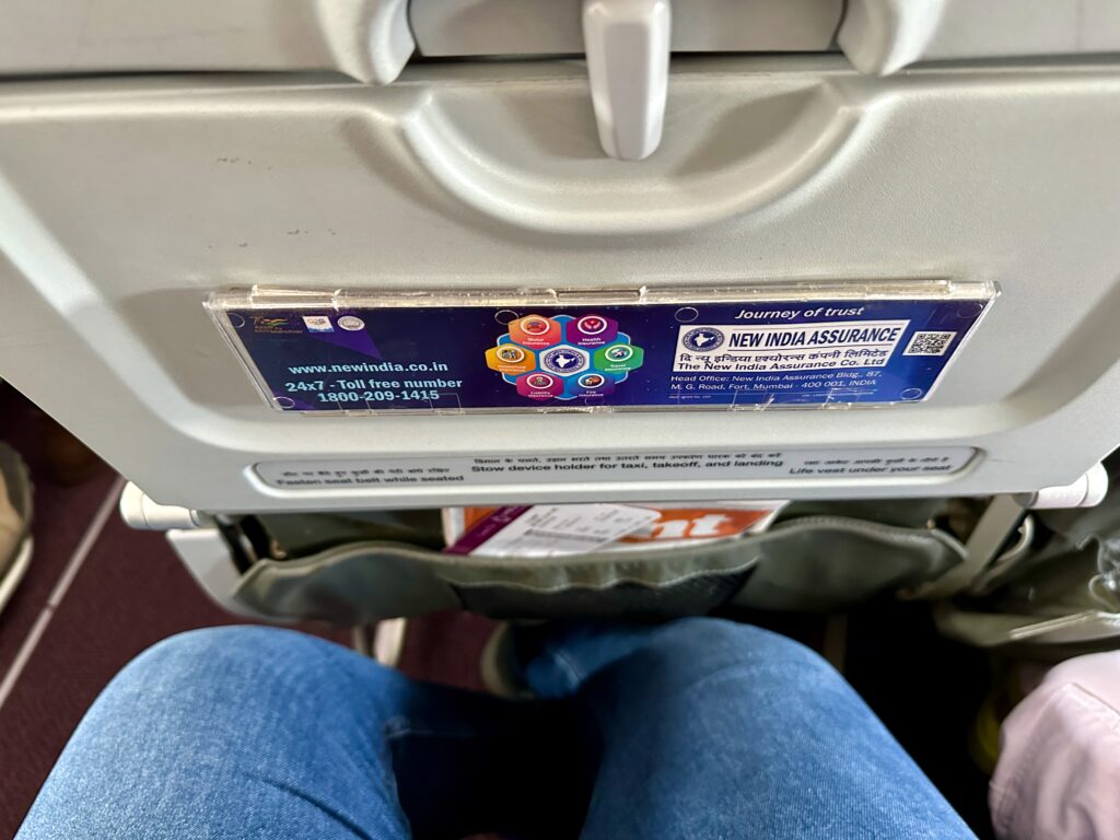 a close up of a label on an airplane