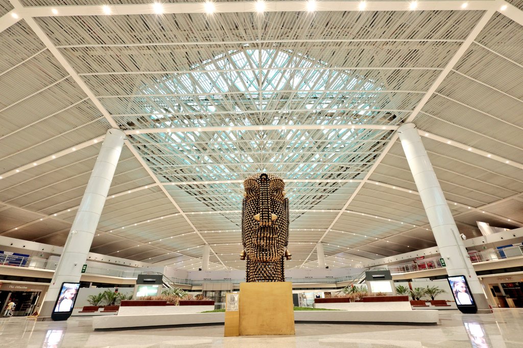 a large statue in a building