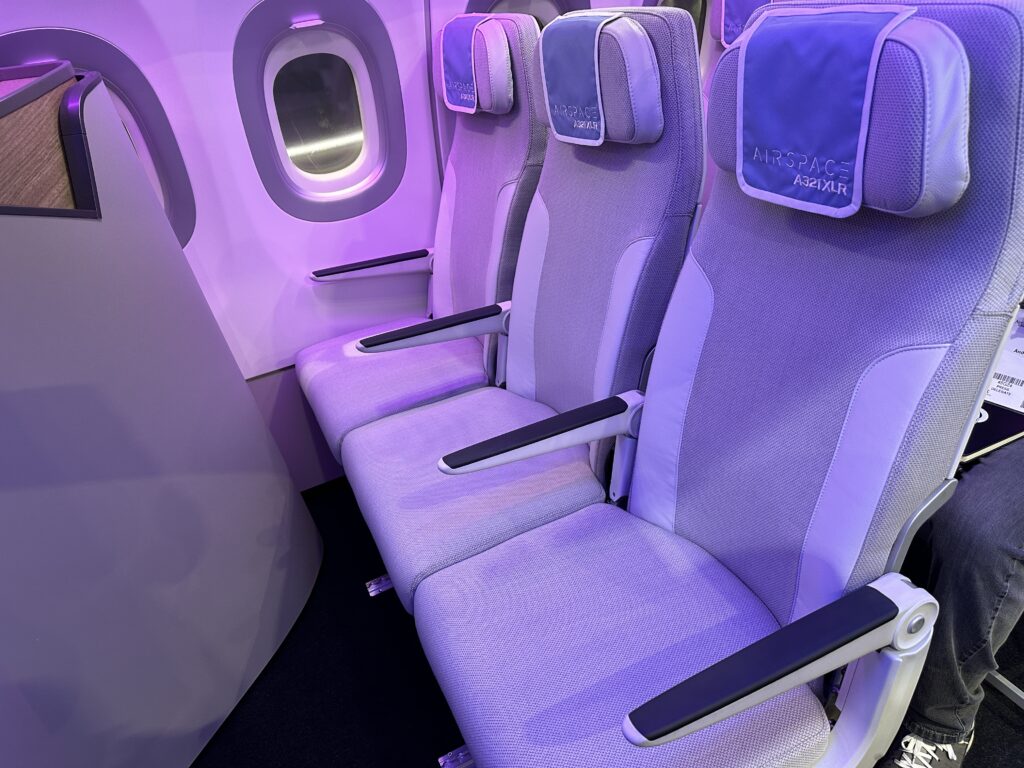 a row of seats in a plane