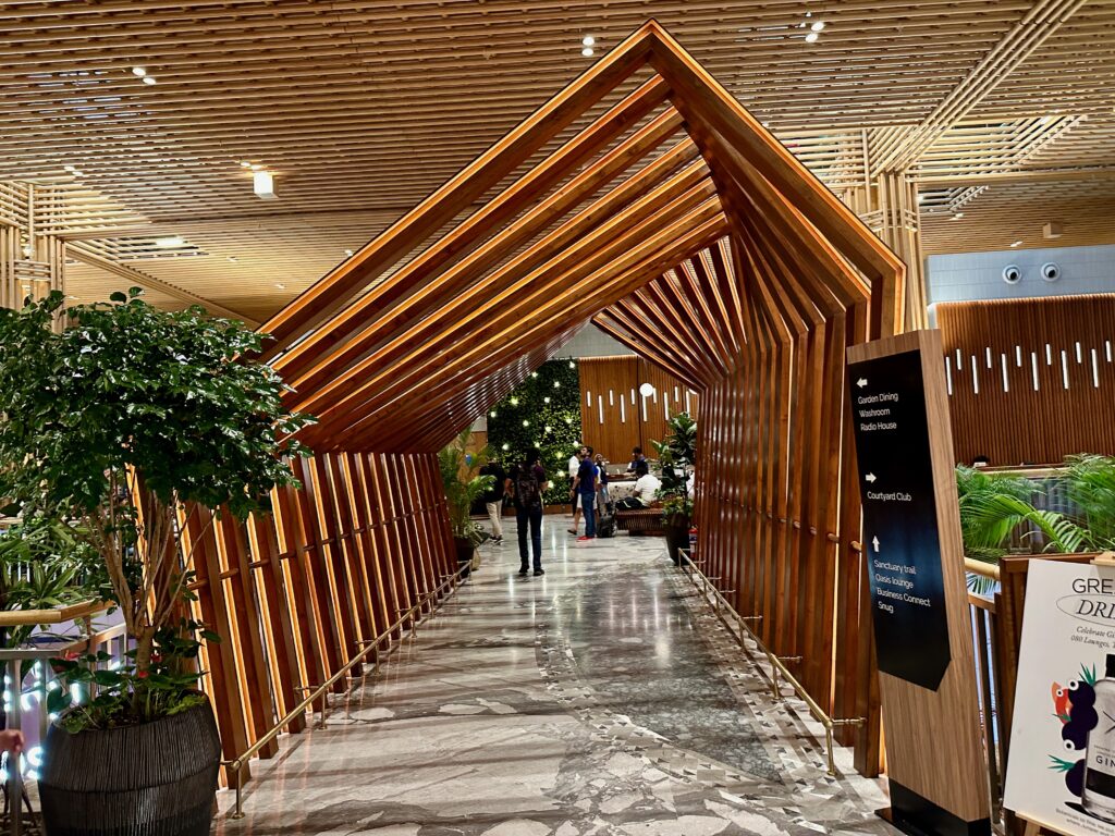 a wooden structure with a roof