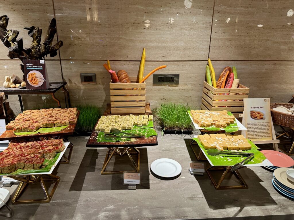 a display of food on a table