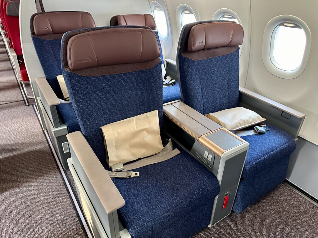 a seat in an airplane