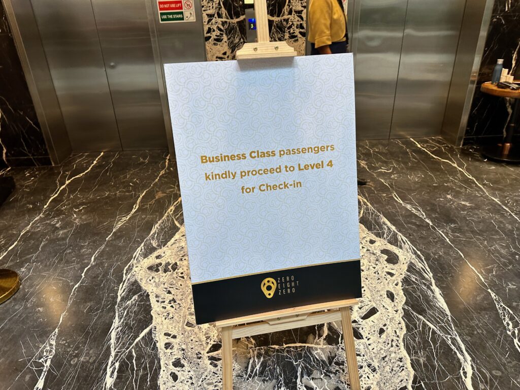 a sign in an elevator