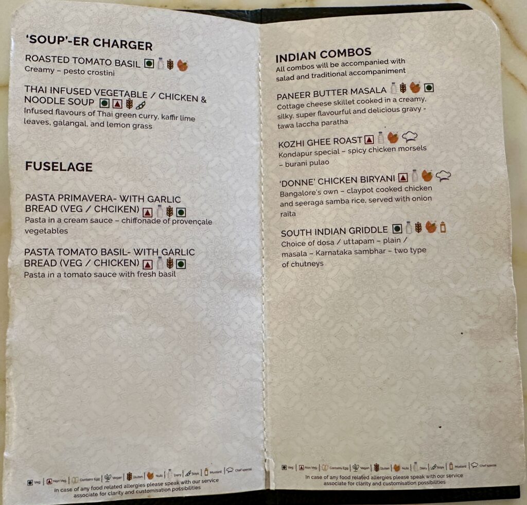 a menu of a restaurant