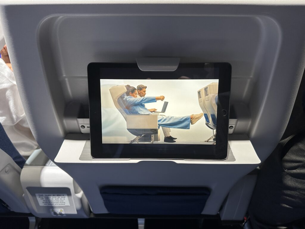 a tablet on a seat