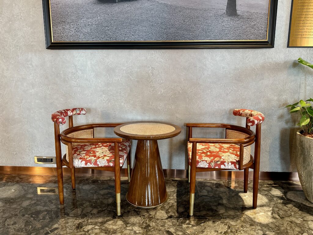 a table and chairs in a room