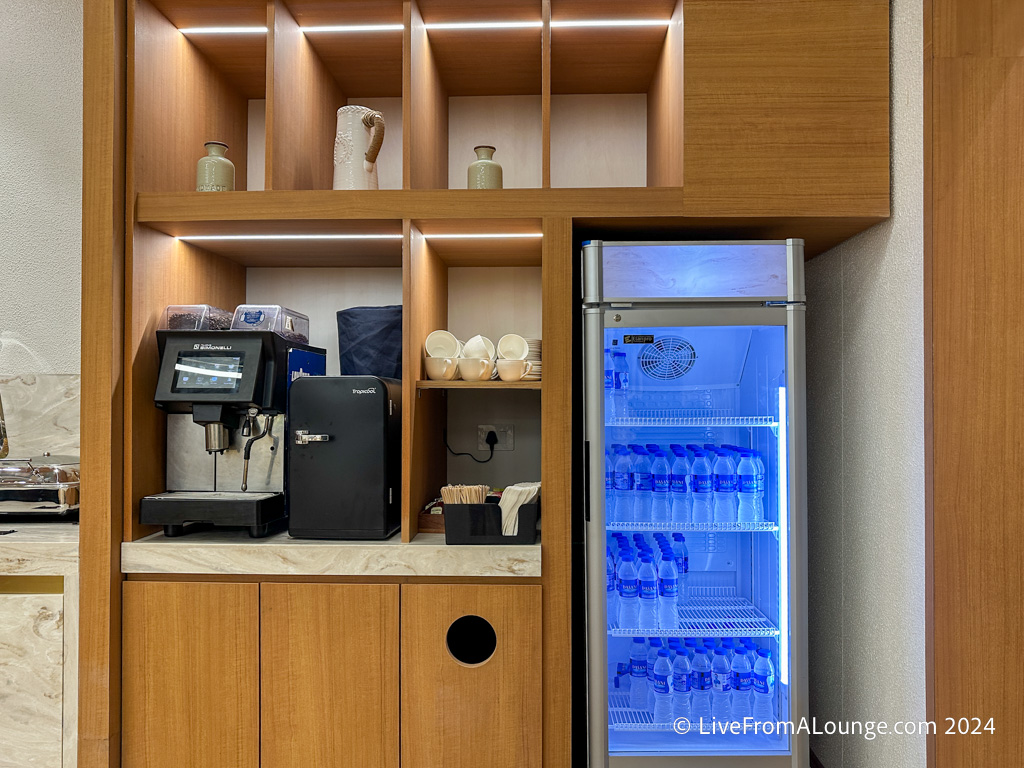 a coffee machine and a refrigerator