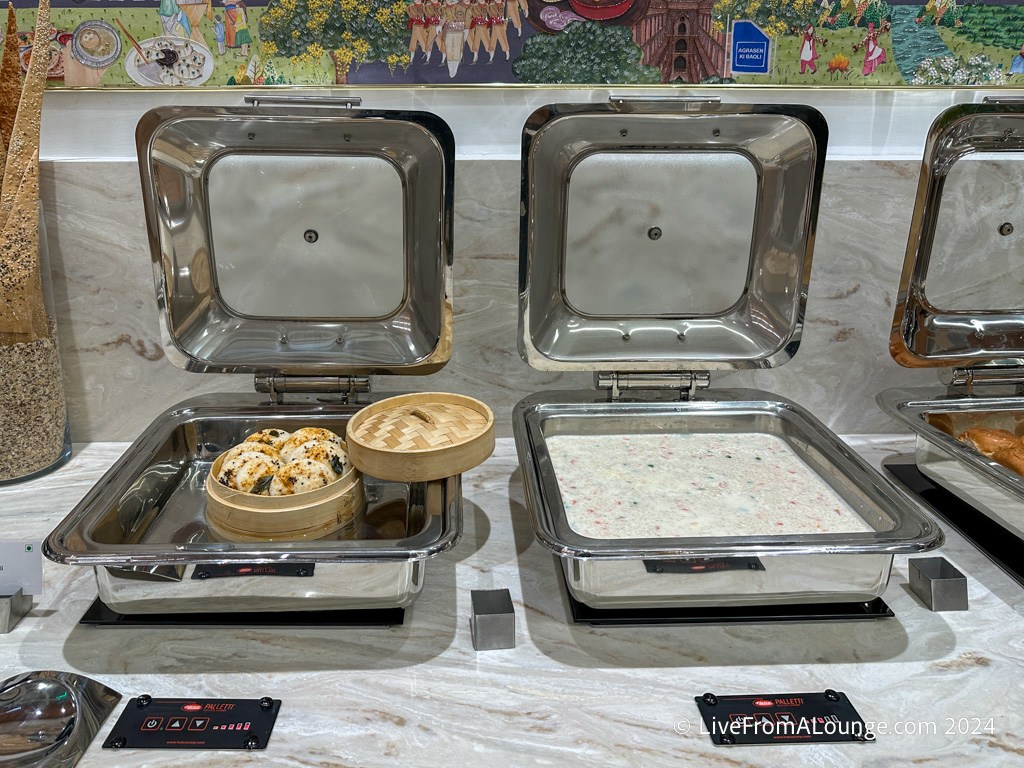 a group of food in a steamer