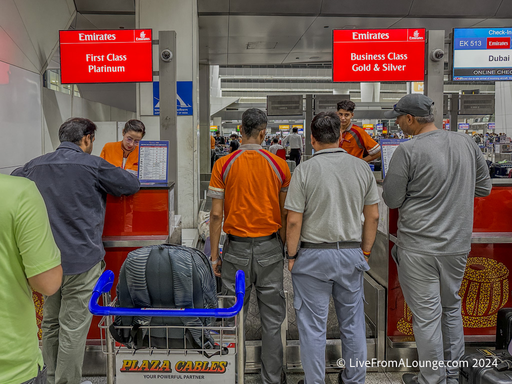 a group of people standing in a line