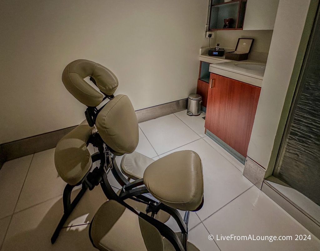 a massage chair in a room