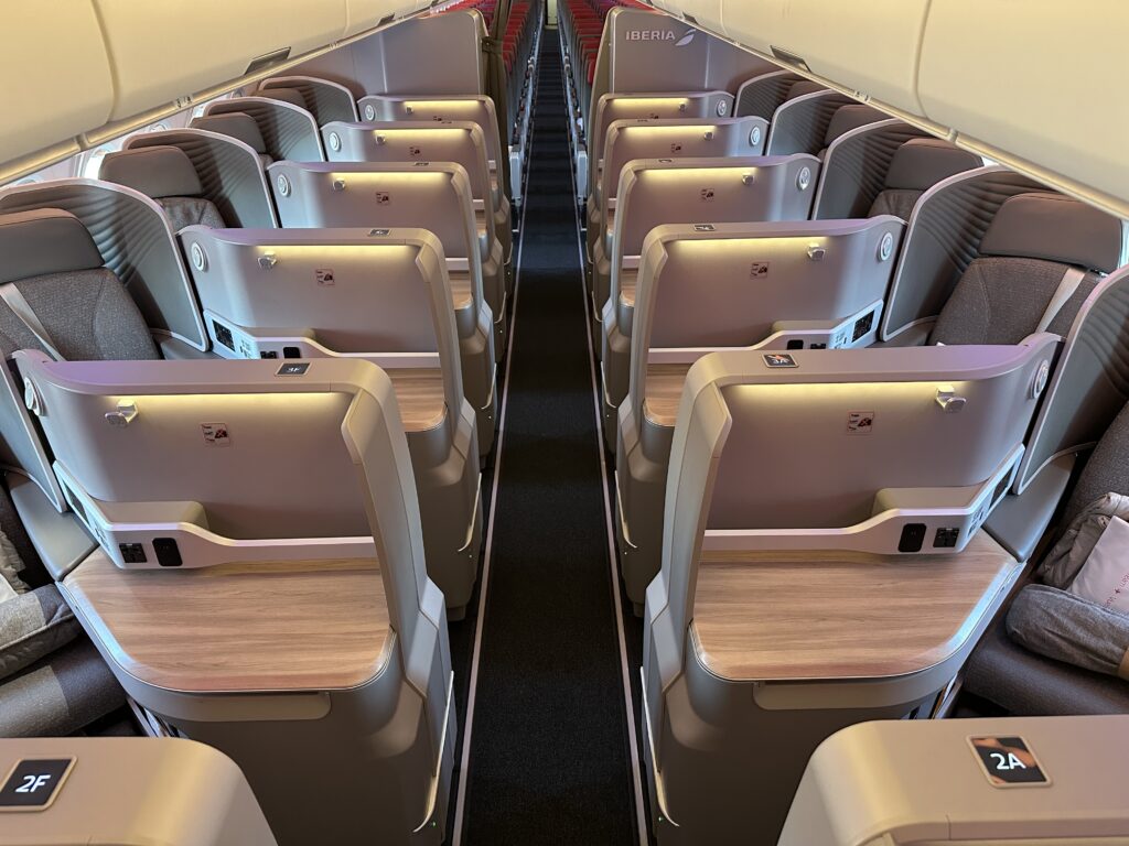 rows of seats on an airplane