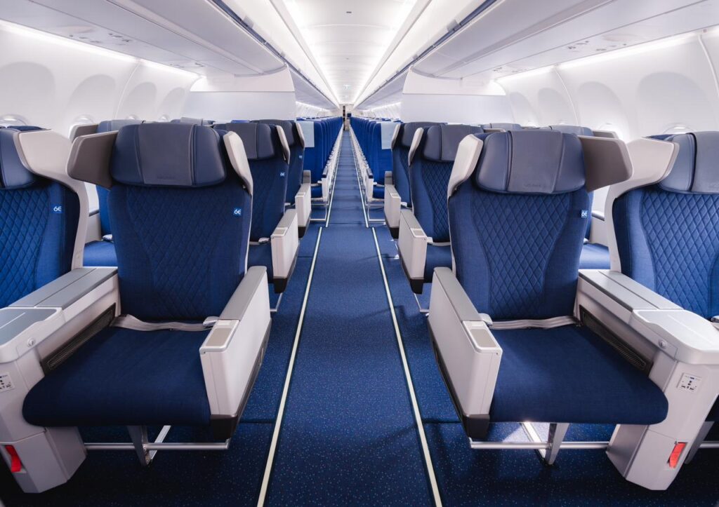 a row of seats in an airplane