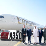 a group of men standing in front of a plane