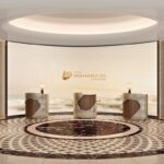 a room with marble and stone furniture